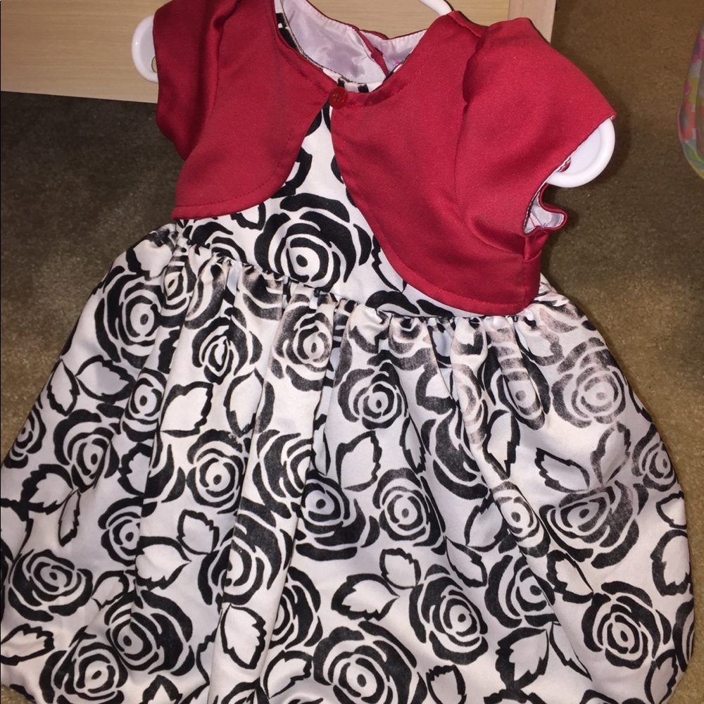 Red white rose dress